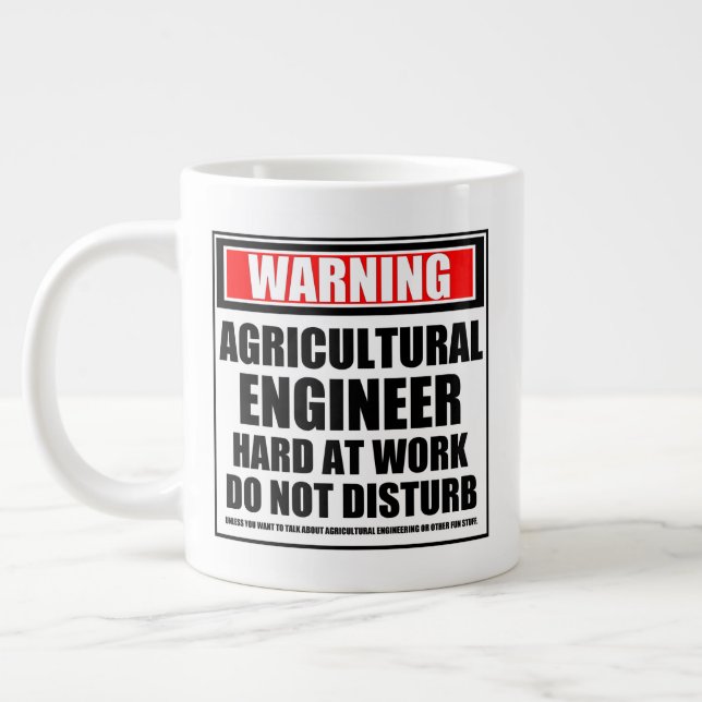 Warning Agricultural Engineer Hard At Work Large Coffee Mug (Left)
