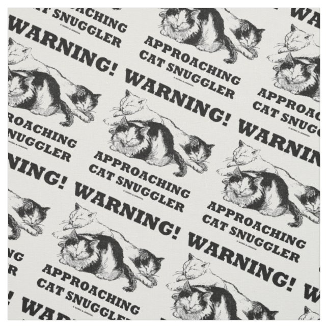 Warning! Approaching Cat Snuggler Three Cats Fabric (Swatch)