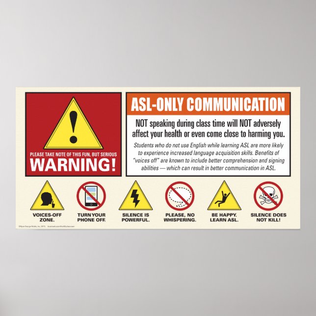 Warning! ASL only. Voices off poster. Poster (Front)