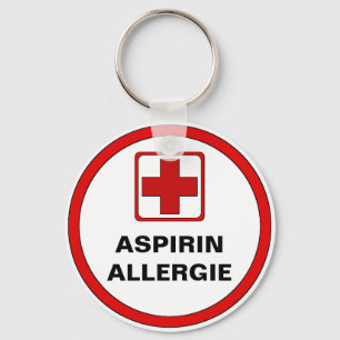 Warning - aspirin allergy key ring