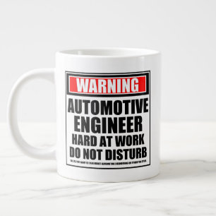 Warning Automotive Engineer Hard At Work Large Coffee Mug