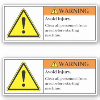 Warning Avoid Injury Label
