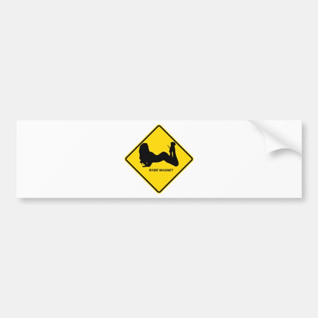 "Warning - Babe magnet" design Bumper Sticker (Front)