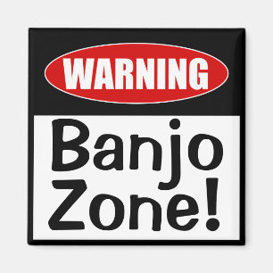 Warning Banjo Zone! Funny Musical Joke Magnet