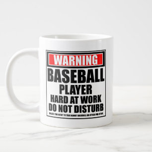 Warning Baseball Player Hard At Work Large Coffee Mug