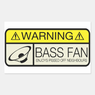 Warning Bass Fan! Rectangular Sticker