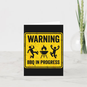 Warning Bbq In Progress Fathers Day Grill Masters Card