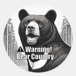 Warning Bear Country Round Sticker