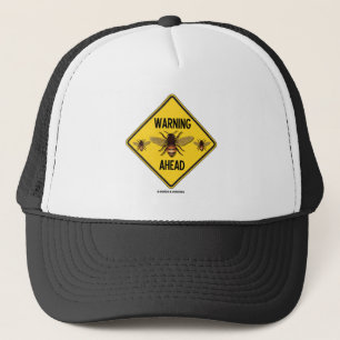 Warning Bees Ahead Yellow Diamond Warning Sign Trucker Hat