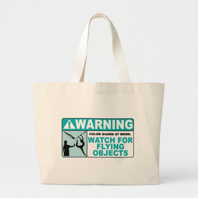 Warning- Beware of Flying Objects! Large Tote Bag (Front)