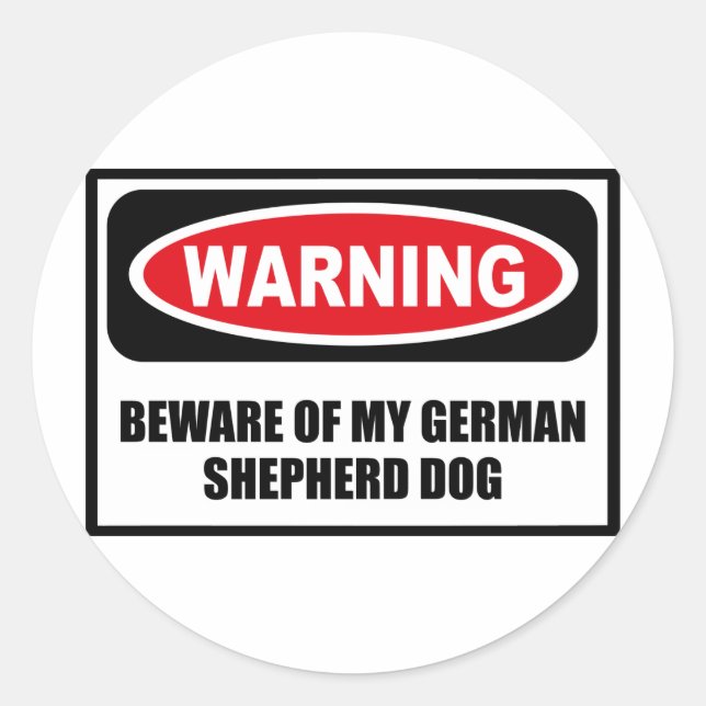 Warning BEWARE OF MY GERMAN SHEPHERD DOG Sticker (Front)