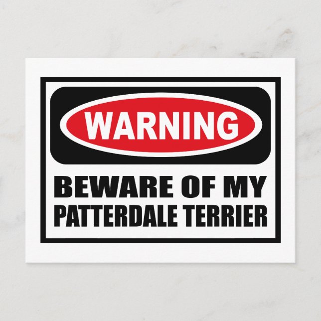 Warning BEWARE OF MY PATTERDALE TERRIER Postcard (Front)