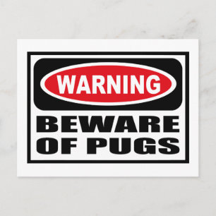 Warning BEWARE OF PUGS Postcard