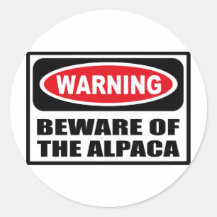 Warning BEWARE OF THE ALPACA Sticker