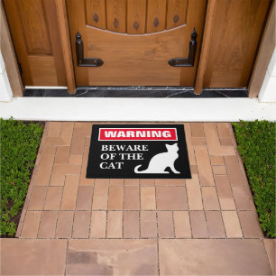 Warning Beware of the cat funny door mat for entry