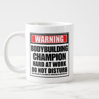 Warning Bodybuilding Champion Hard At Work Large Coffee Mug