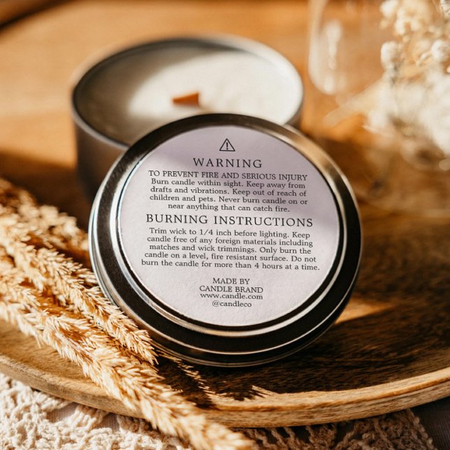 Warning Burning Instructions Candle Label (Creator Uploaded)