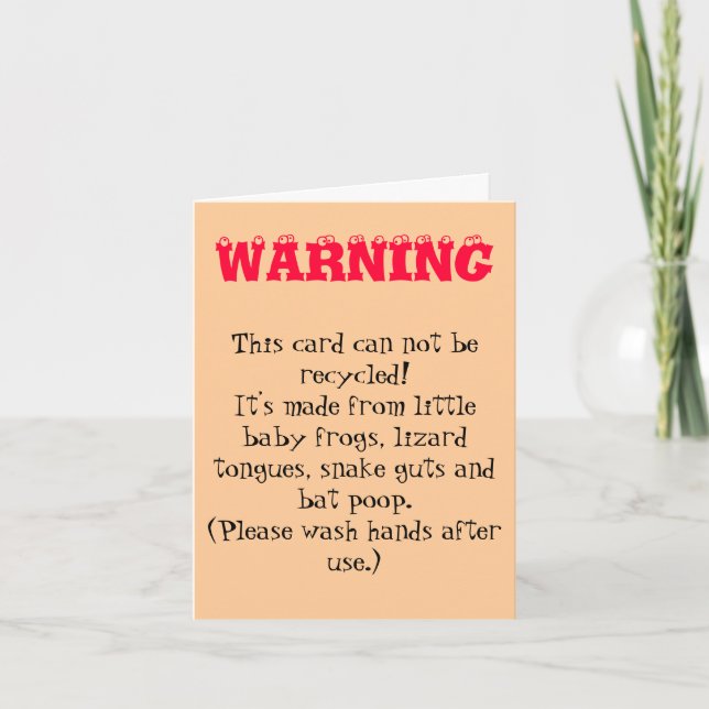 WARNING CARD (Front)