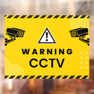 Warning CCTV Surveillance Camera Amber Window Cling