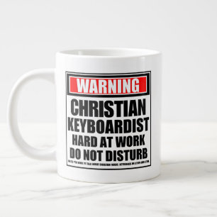 Warning Christian Keyboardist Hard At Work Large Coffee Mug