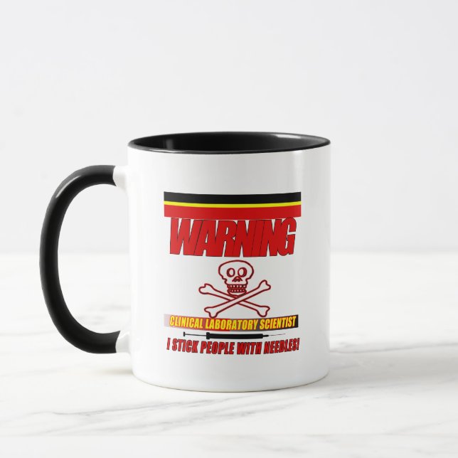 WARNING CLINICAL LAB SCIENTIST STICK  WITH NEEDLES MUG (Left)