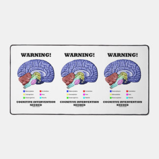 Warning! Cognitive Intervention Needed Brain Humou Desk Mat