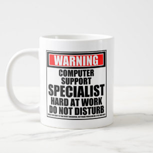 Warning Computer Support Specialist Hard At Work Large Coffee Mug