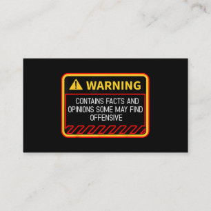 Warning Contains Facts May Find Offensive Humour Business Card