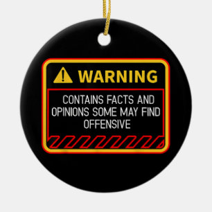 Warning Contains Facts May Find Offensive Humour Ceramic Tree Decoration