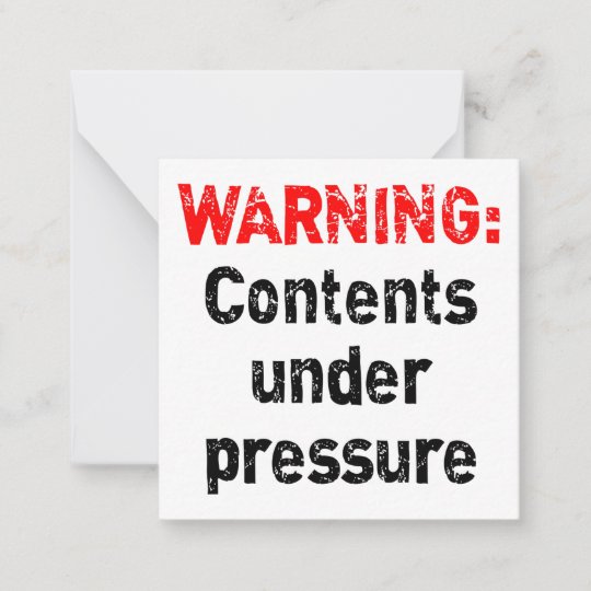Warning Contents under pressure Card Zazzle.co.uk