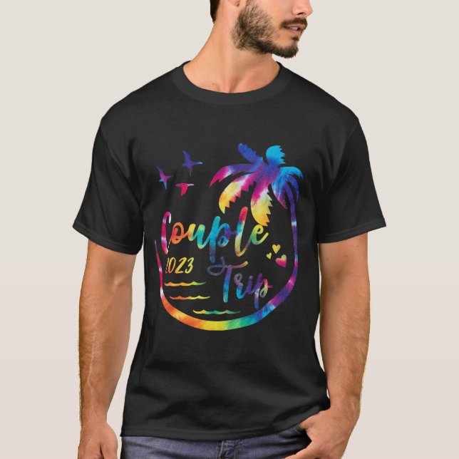 Warning Couple Trip In Progress Vacation Tie Dye B T-Shirt (Front)