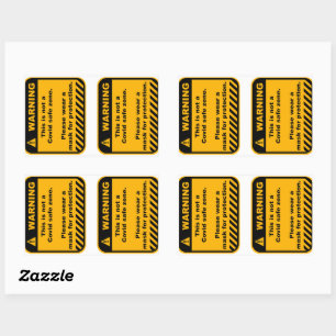 Warning Covid area paper sticker