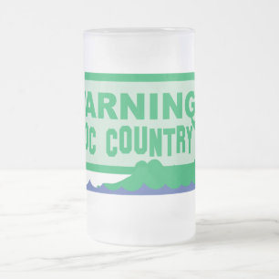 WARNING croc country! crocodile design Frosted Glass Beer Mug