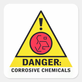 WARNING Danger Corrosive Chemicals chemical safety Square Sticker