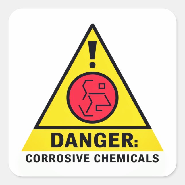 WARNING Danger Corrosive Chemicals chemical safety Square Sticker (Front)