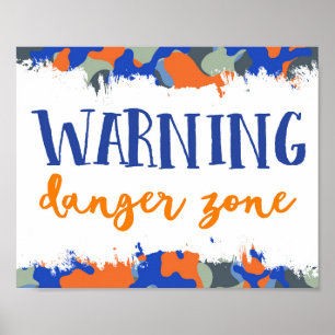 Warning Danger Zone Sign   Dart Gun Party