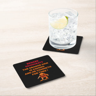 WARNING DEMOCRATS SQUARE PAPER COASTER