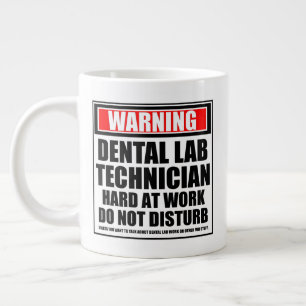 Warning Dental Lab Technician Hard At Work Large Coffee Mug