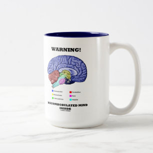 Warning! Discombobulated Mind Inside (Brain Humour Two-Tone Coffee Mug