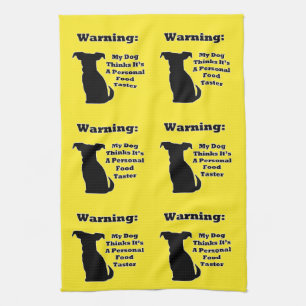 Warning Dog Tea Towel