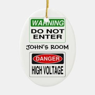 Warning door ornament - customise!