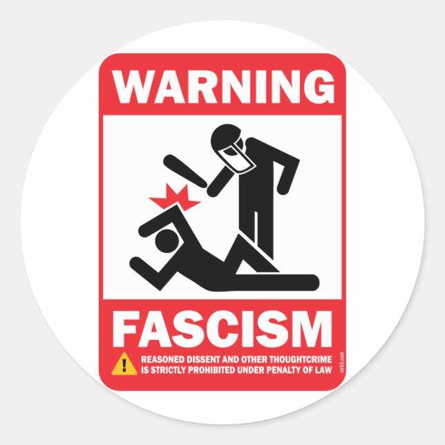 Warning! Facism Sticker (Front)