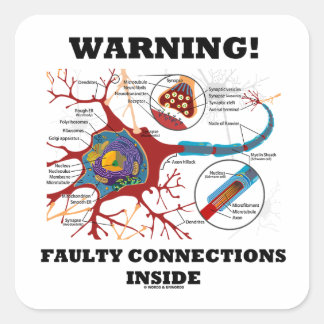 Warning! Faulty Connections Inside Neuron Synapse Square Sticker