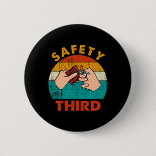 Warning Fireworks Firecrackers Safety Third 4th Of 6 Cm Round Badge