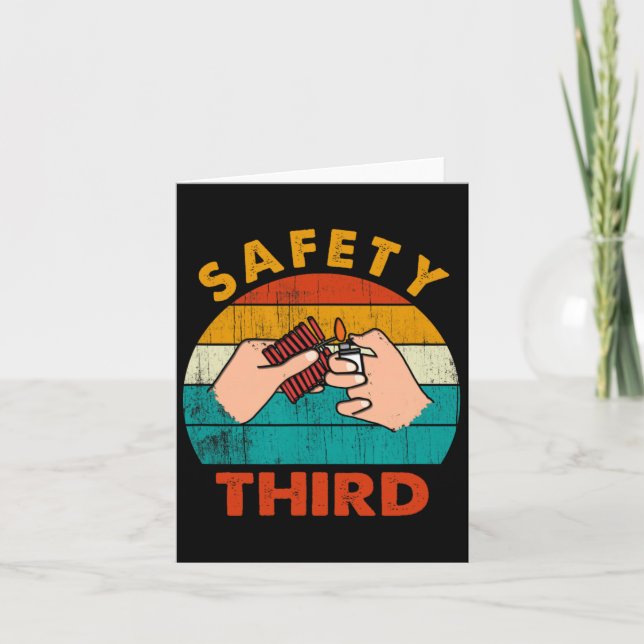 Warning Fireworks Firecrackers Safety Third 4th Of Card (Front)