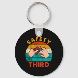 Warning Fireworks Firecrackers Safety Third 4th Of Key Ring