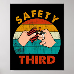 Warning Fireworks Firecrackers Safety Third 4th Of Poster
