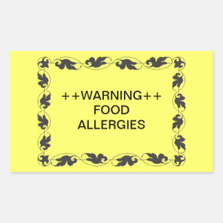 Warning Food Allergies Rectangular Sticker