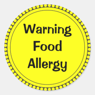 Warning  Food   Allergy Classic Round Sticker