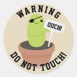 Warning for cactus plant classic round sticker